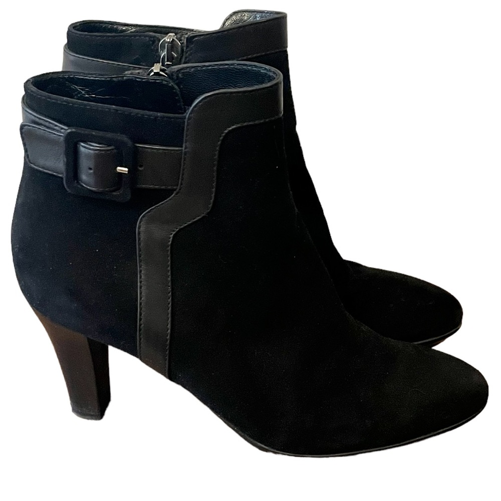Aquatalia Black Suede Rae Heeled Bootie